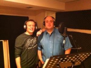 Lead cast members Andrew Chalmers (The Doctor) and Roy Miranda (Holmes) during recording
