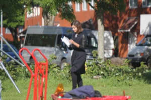 Jenna Colman reading her script (Photo - Tony Chamberlain)